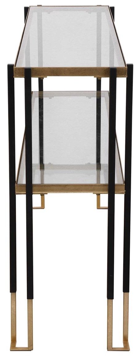 Uttermost® Kentmore Matte Black and Brushed Gold Console Table-2