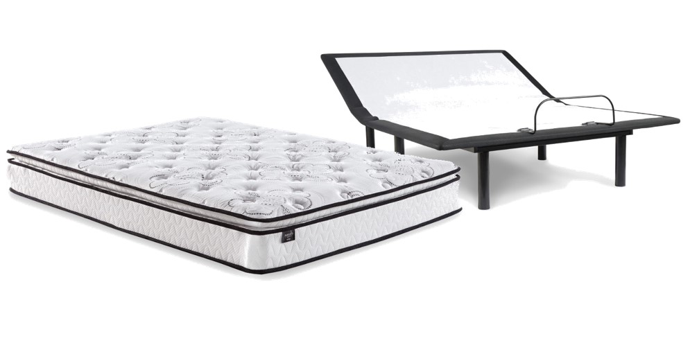 Sierra Sleep® By Ashley® 10 Inch Bonnell Pillow Top 2-Piece White Queen Mattress Set