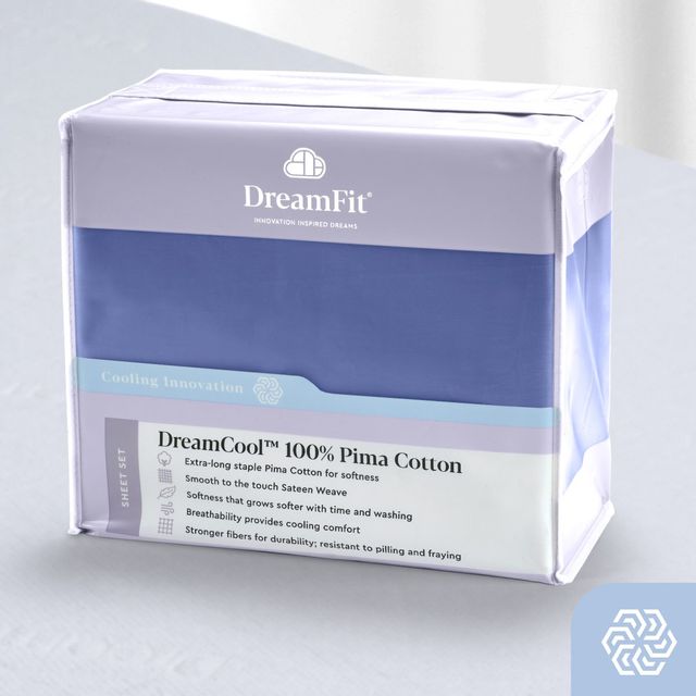 DreamFit® DreamCool™ Pima Cotton Blue Queen Sheet Set 8