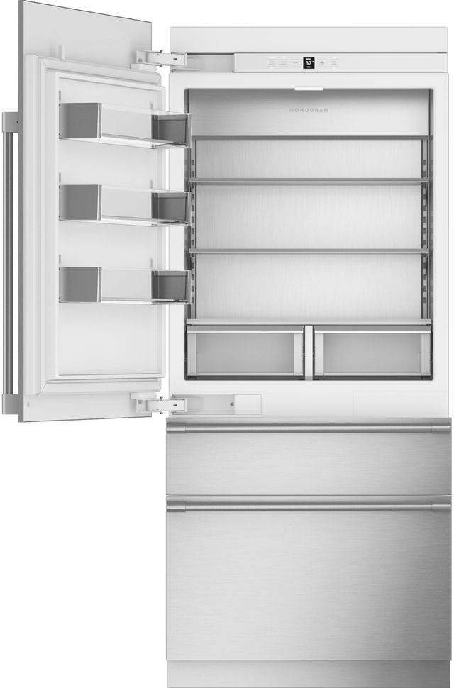 Monogram® 20.2 Cu. Ft. Stainless Steel Counter Depth Bottom Freezer Refrigerator 5