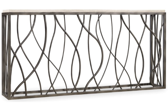 Hooker® Furniture Melange® Natural Stone Top Console Table with Dark Satin Nickel Gray Base-0