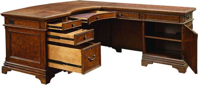 Aspenhome® Hawthorne Carmel Brown L-Shaped Desk 0