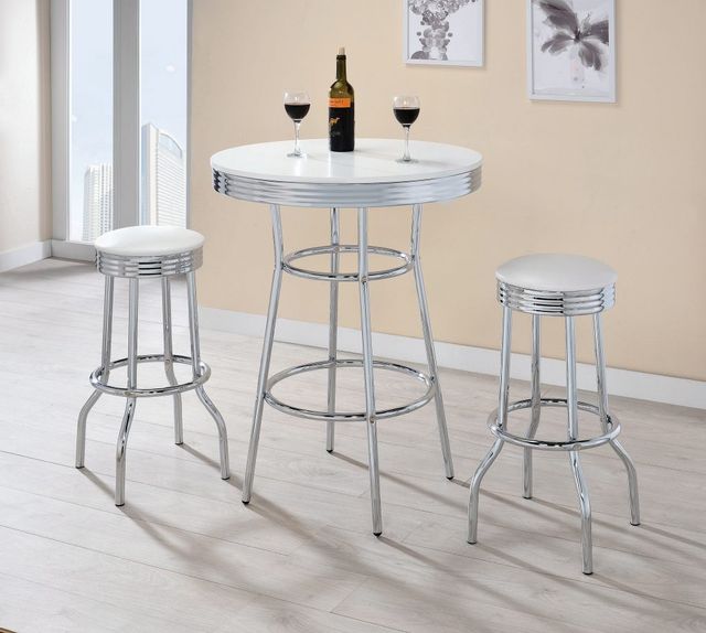 Coaster® Retro White and Silver Bar Table 2