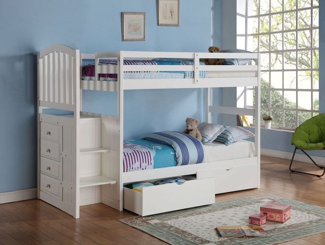 Donco Kids Arch Twin/Twin Mission Stairway Bunkbed with Drawers-0