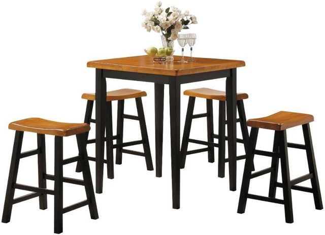 ACME Furniture Gaucho 5-Piece Oak/Black Counter Height Dining Set