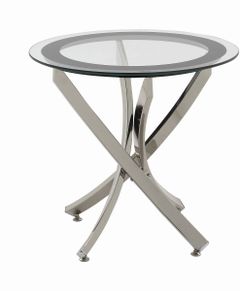 Coaster® Chrome And Black Glass Top End Table