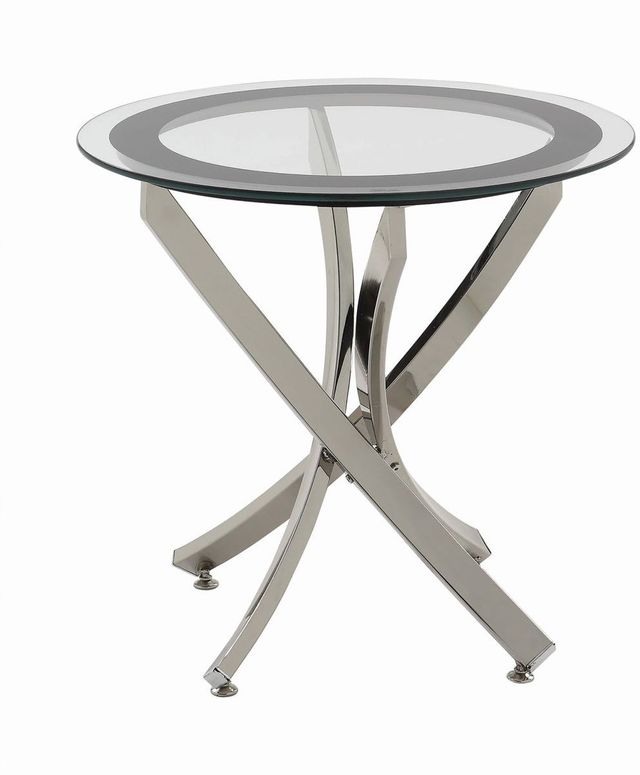 Coaster® Brooke Chrome/Black Glass Top End Table