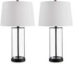 Signature Design by Ashley® Wilmburgh 2-Piece Clear/Black Table Lamp Set