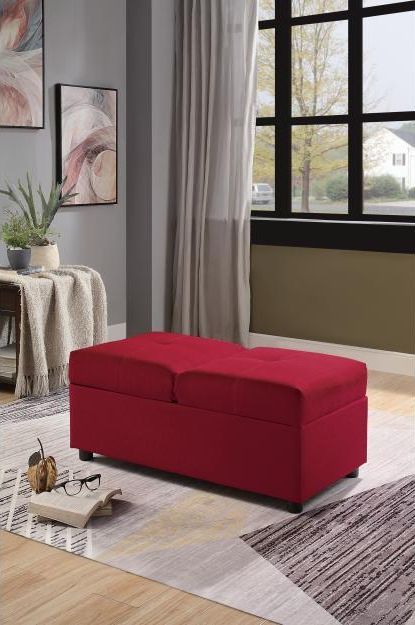 Mazin Furniture Denby Red Fabric Storage Ottoman/Chair 2