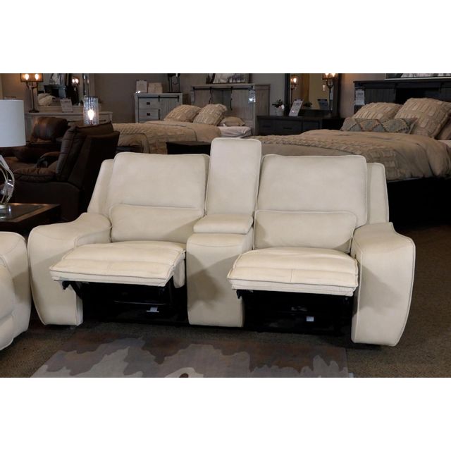 Cheers Enzo Cream Power Reclining Loveseat with Console with Power Headrests-2