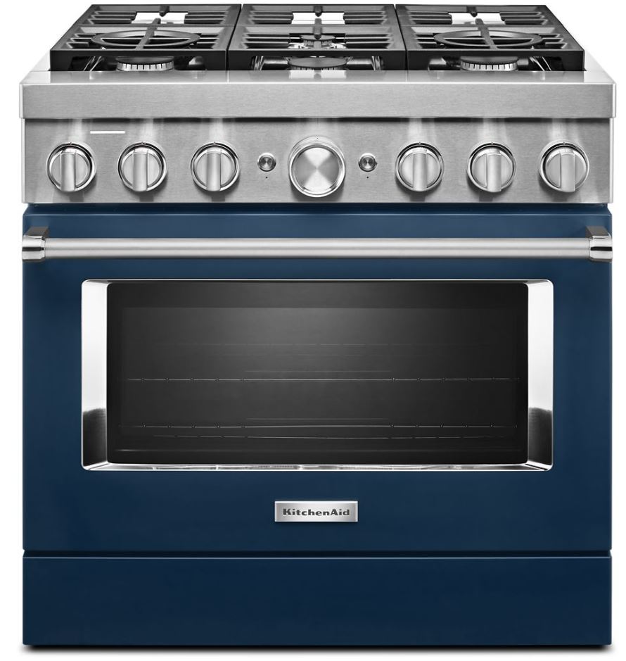 KitchenAid® 36" Ink Blue Commercial-Style Free Standing Dual Fuel Range