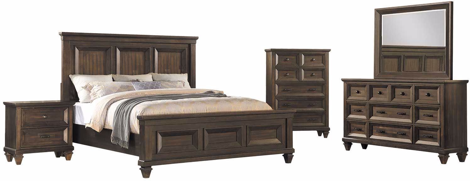 New Classic® Furniture Sevilla 4 Piece Walnut King Bedroom Set