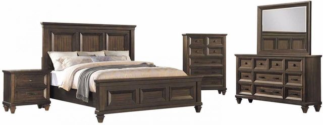 New Classic® Furniture Sevilla 4 Piece Walnut Queen Bedroom Set-0