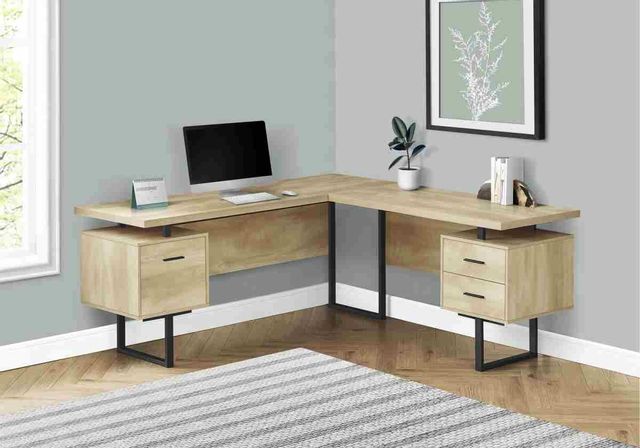 Computer Desk, Home Office, Corner, Left, Right Set-Up, Storage Drawers, L  Shape, Work, Laptop, Laminate, Brown, Contemporary, Modern, Big Sandy  Superstore