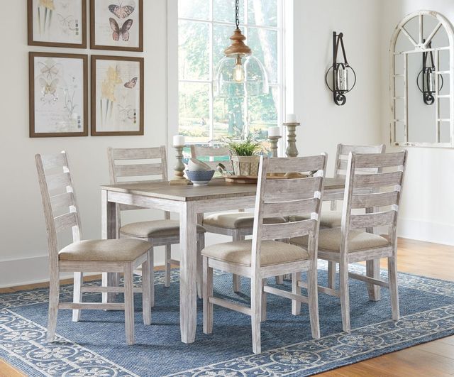 Signature Design by Ashley® Skempton 7-Piece Grayish White Dining Table Set 7