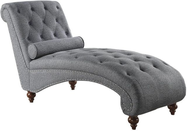 Chaise avec tête de clou et oreiller Bonne en tissu gris foncé Mazin Furniture®