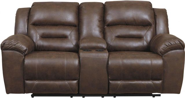 Signature Design by Ashley® Stoneland Chocolate Double Reclining Power Loveseat with Console-1
