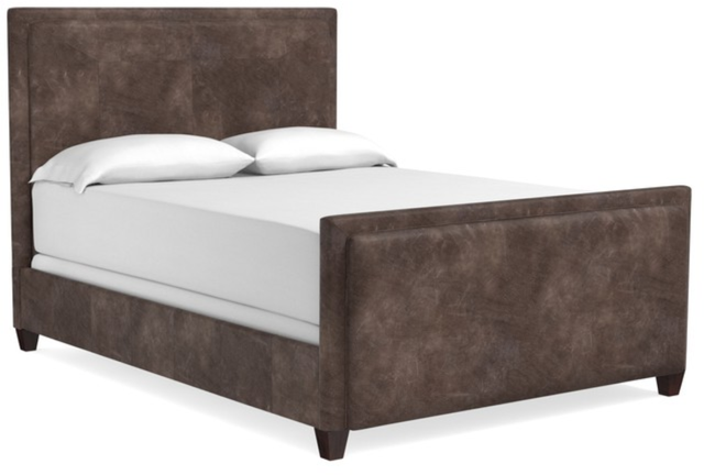 Bassett® Furniture Custom Upholstered Manhattan Leather Twin Bed with Tall Footboard