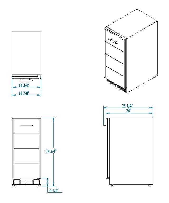 Kalamazoo™ Outdoor Gourmet Arcadia Series 15" Marine-Grade Stainless Steel Outdoor Refrigerator-1
