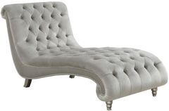 Coaster® Lydia Grey Tufted Cushion Chaise with Nailhead Trim