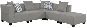 Homelegance® Jayne 5-Piece Gray Sectional Sofa Set with Ottoman