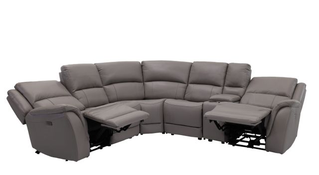 Man Wah 6 Piece Power Reclining Stone Leather Sectional | Miskelly ...