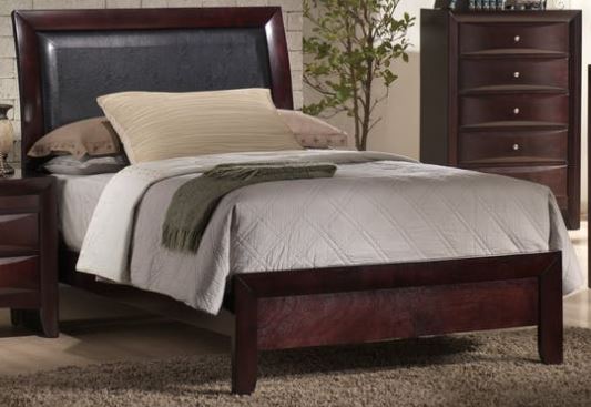 Elements International Emily Dark Wood Twin Upholstered Bed