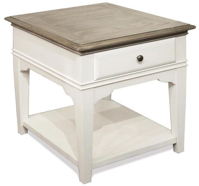 Riverside Furniture Myra Natural Leg Side Table with Paperwhite Base-0