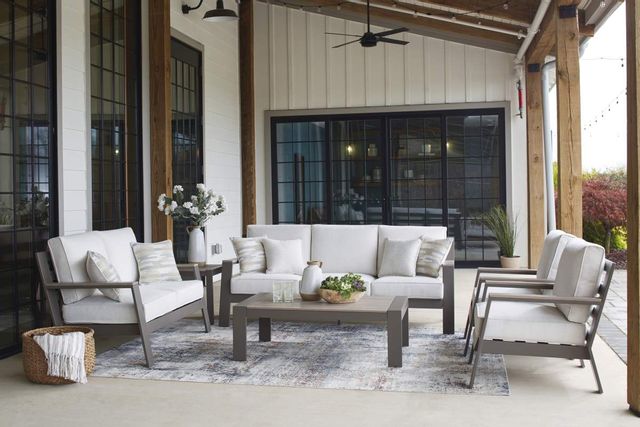 Signature Design by Ashley® Tropicava 3-Piece Taupe Outdoor Table Set 3