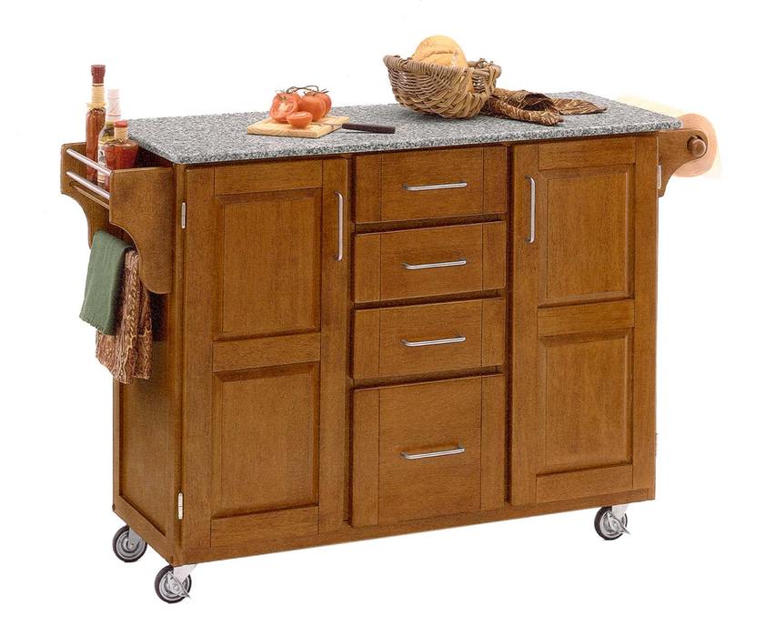 homestyles® Create-a-Cart Medium Oak/Salt-and-Pepper Granite Kitchen Cart