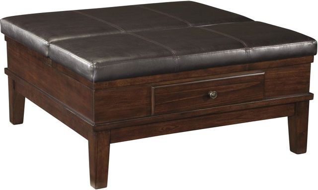 Signature Design by Ashley® Gately Medium Brown Upholstered Ottoman Lift Top Coffee Table-0