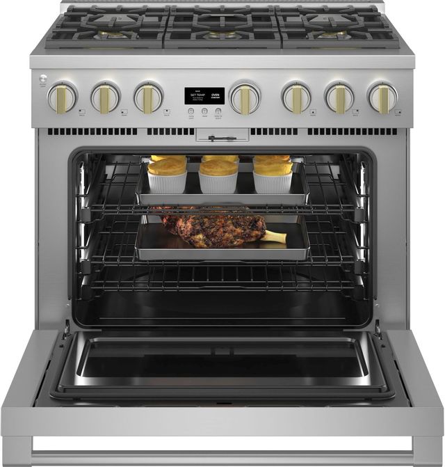 Monogram® Statement Collection 36" Stainless Steel Pro Style Dual Fuel Range-2
