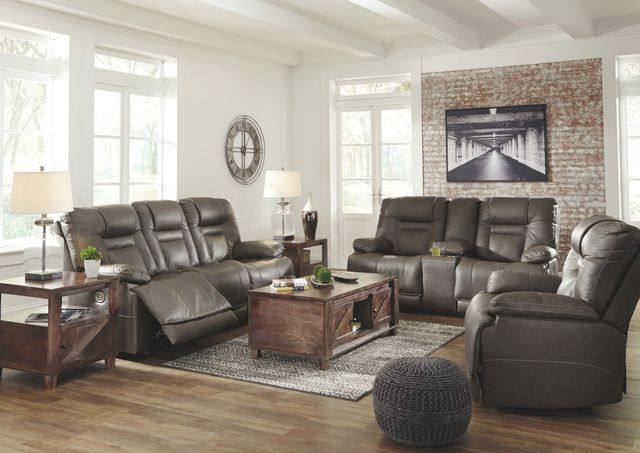 Signature Design by Ashley® Wurstrow Umber Power Reclining Sofa with Adjustable Headrest 15