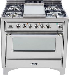 Ilve® Majestic Series 35.88" Stainless Steel Free Standing Dual Fuel Range
