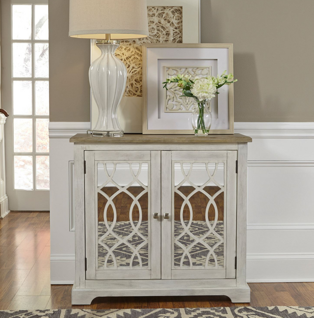 Liberty Furniture Emory Antique White 2 Door Mirrored Accent Cabinet 9