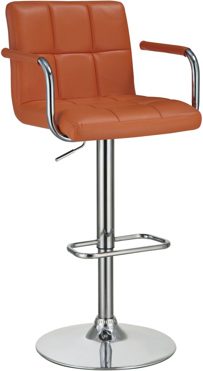 Coaster® Orange And Chrome Adjustable Bar Stool