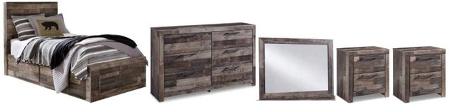 Benchcraft® Derekson 5-Piece Multi Gray Twin Storage Panel Bed Set