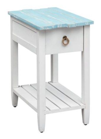 Coast2Coast Home™ Boardwalk Teal/White Chairside Table-0