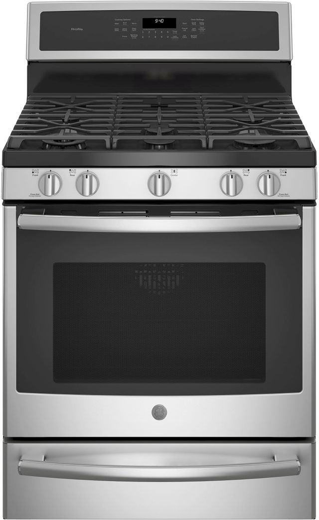 GE® Profile™ Series 30" Stainless Steel Dual Fuel Free Standing Convection Range 1