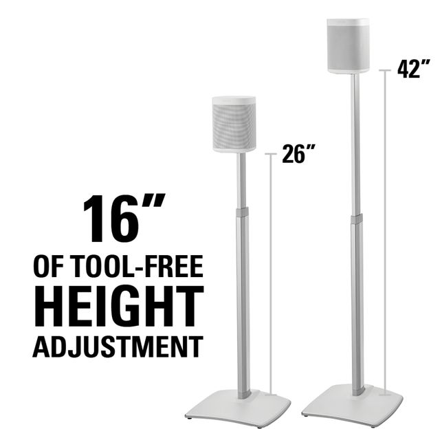 Sanus WSSA2 White Adjustable Height Wireless Speaker Stands (Pair) 3