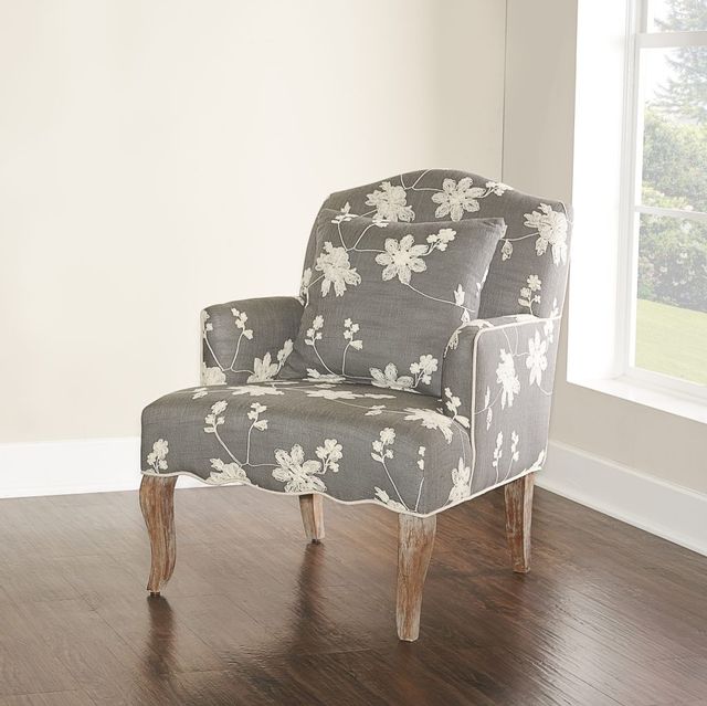 Linon Floral Gray Wash Accent Chair-3