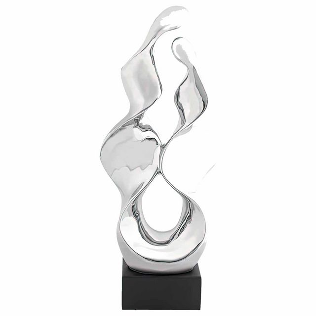 Uma Home Silver Ceramic Abstract Sculpture-0