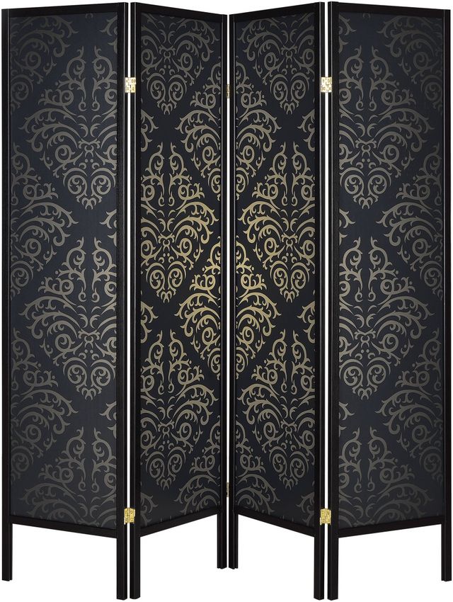Coaster® Haidera Black 4-Panel Damask Pattern Folding Screen