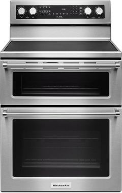 KitchenAid® 30" Stainless Steel Free Standing Electric Double Oven Range-KFED500ESS