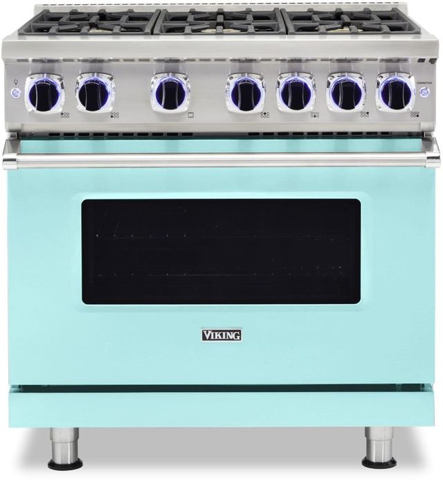 Viking® 7 Series 36" Bywater Blue Pro Style Natural Gas Range