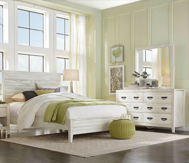 Palm Grove White Queen Bed, Dresser and Mirror-0