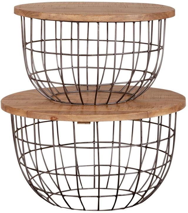 Liberty Akins Gunmetal/Weathered Honey Nesting Caged Accent Tables-1