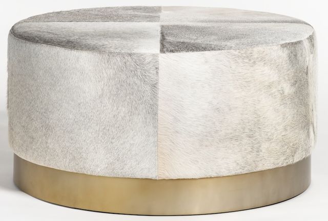 Alder & Tweed Furniture Company Jordan All Leather Frosted Hide Ottoman-0