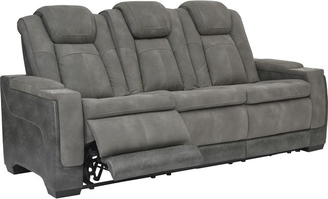 Ashley The Man-Den Reclining Power Loveseat, Gray