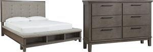 Benchcraft® Hallanden 2-Piece Gray King Storage Panel Bed Set